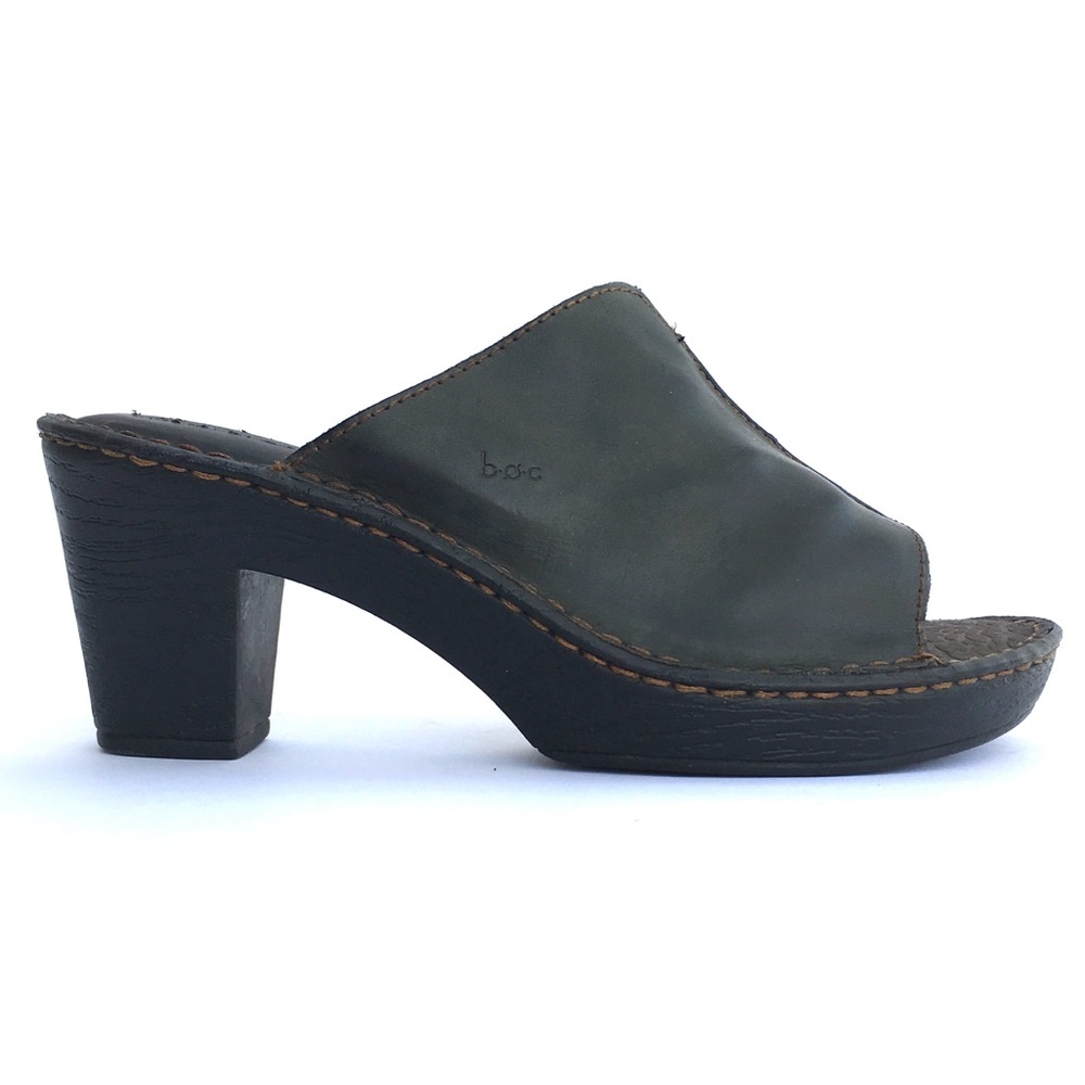 BOC BORN slip on leather mule clog heel sandal